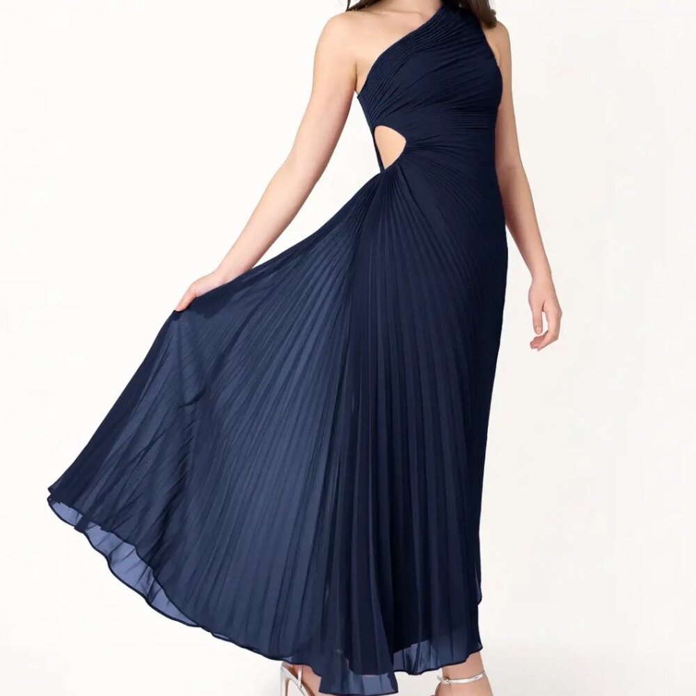 Azazie Angelina Navy Asymmetrical Dress